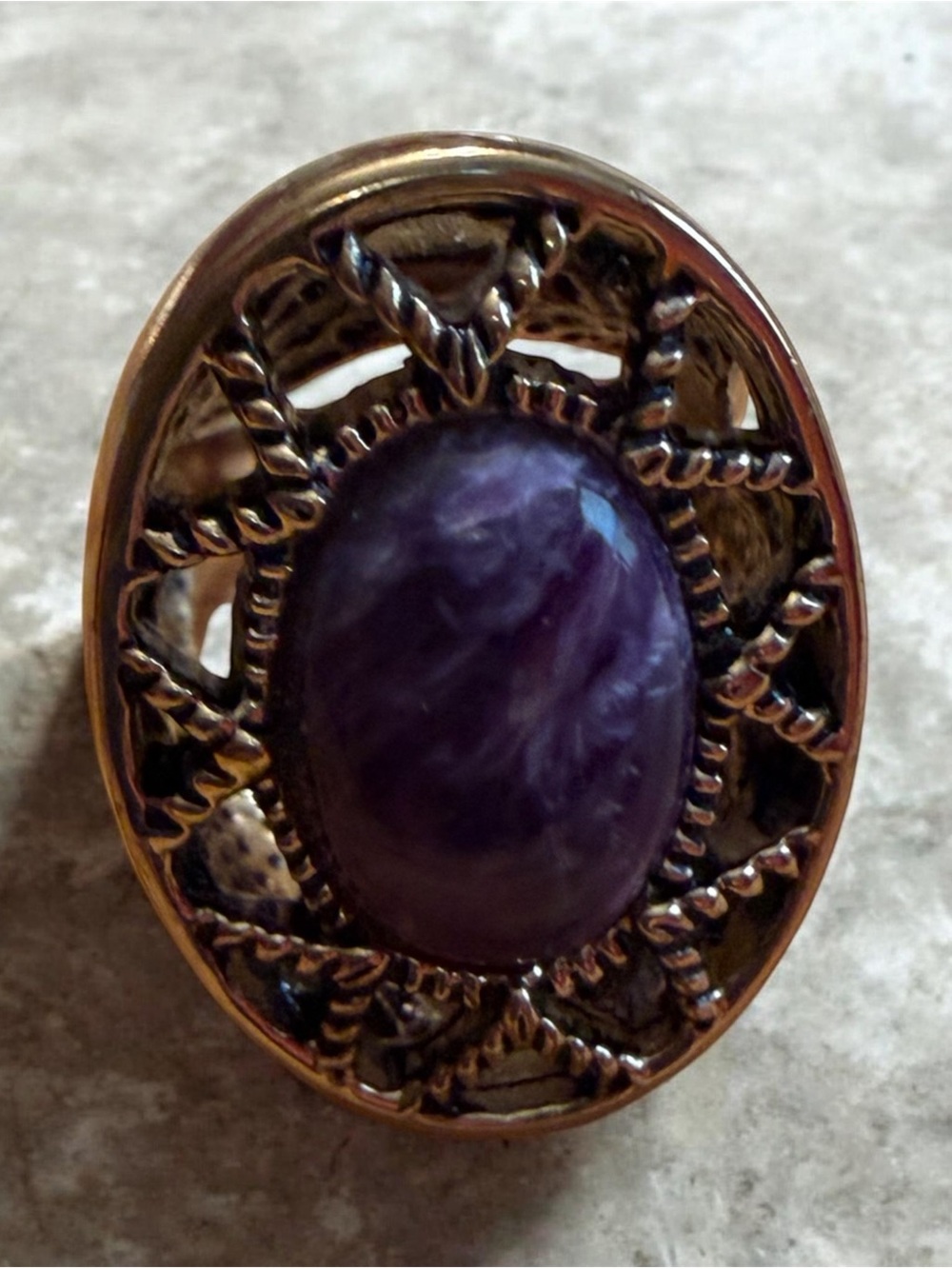Studio Barse Gold-Tone Ring with Purple Cabochon